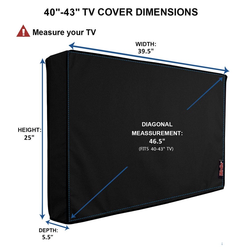iBirdie Outdoor TV Cover 40 to 43 inch Weatherproof, Cover Size 39.5''L x 25''H, Waterproof for Outside Flat Screen 40 to 43 inch TV, Black, 600D Thick Fabric Screen Protector with Bottom - Image 1